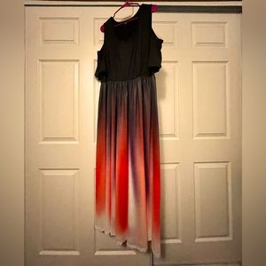 Fire Color Maxi Dress, Cut Out Sleeves, Size 2X